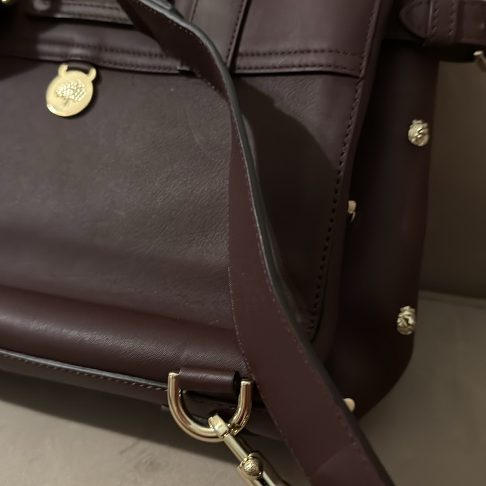 MULBERRY Calfskin Studded Medium Cara Delevingne Convertible Satchel in Oxblood - Picture 8 of 17
